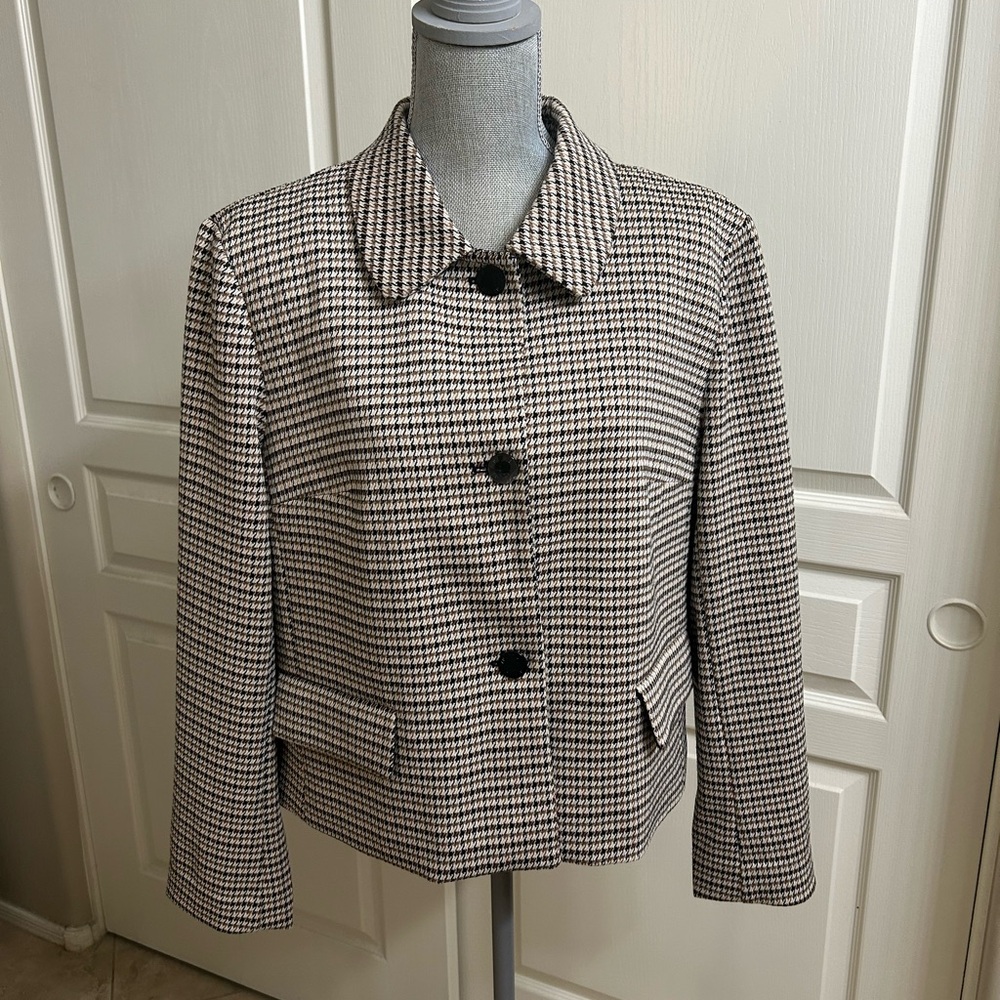 Anne Klein Black and White Checkered Blazer